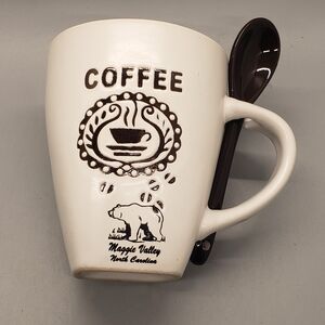 Maggie Valley Coffee Mug with Spoon - White and Brown